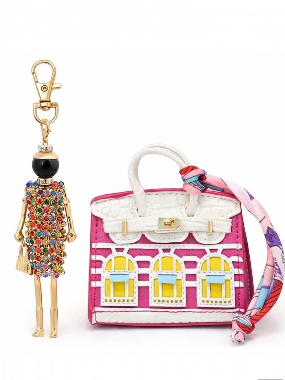 Bundle Fashion Keychain Mini bag charm + doll keychain NWT